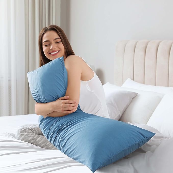 WhatsBedding Memory Foam Body Pillow with Cover, Long Bed Pillow for Adults | Breathable Zippered Cotton Cover,Long Pillow for Sleeping, Firm Pillow Fluffy Supportive for Side Sleepers