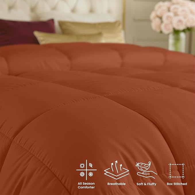 Utopia Bedding Duvet Insert, Twin Comforter 64 x 88 Inches, Burnt Orange | Cozy All Season Comforter for Kids and Teens, Unisex, Down Alternative Fill, Soft Microfiber Shell, Machine Washable.