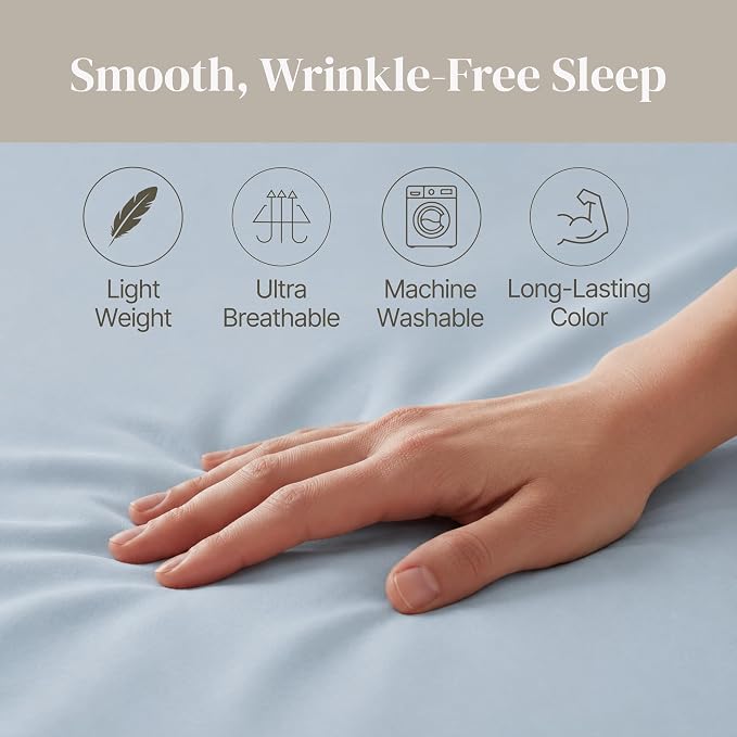Modern Threads Soft Microfiber Solid Sheets - Luxurious Microfiber Bed Sheets - Includes Flat Sheet, Fitted Sheet with Deep Pockets, & Pillowcases Blue Mist Full