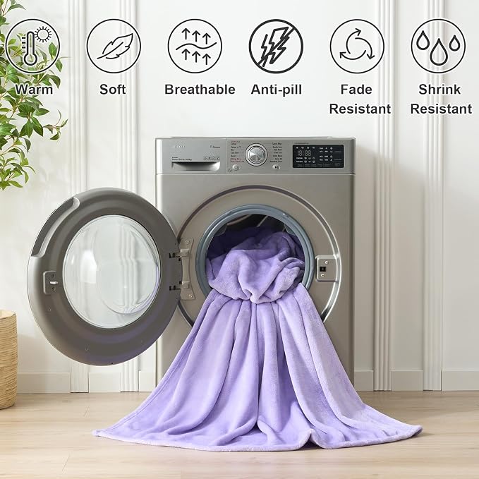 Hansleep Full Light Purple Fleece Blanket, Soft Flannel Bed Blanket | Fuzzy Cozy Blanket 84x90 Inches, Multi-use for Bed, Sofa, Couch, Travel, Camping, All Season Warm Lightweight Cover