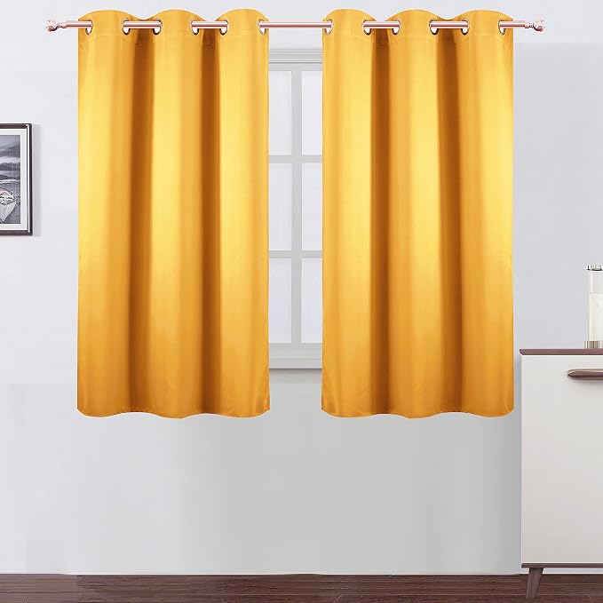 Yellow Thermal Blackout Curtains/38 x 54 Inch/Set of 2 Panels Room Darkening Curtains for Bedroom
