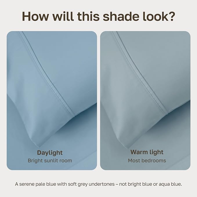 California Design Den 100% Cotton Sateen King Comforter Cover, Sky Blue | Duvet Cover Only, Comforter Not Included, Backed by Good Housekeeping Seal, Button Closure & Corner Ties