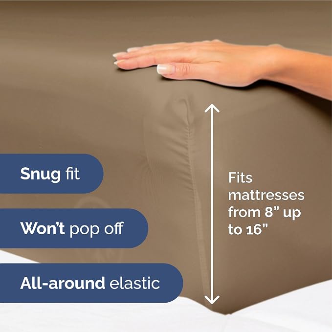 Twin Size 3 Piece Sheet Set - Ultra Soft & Cooling Sheets - Neutral Brown | Fits 8 Inch to 16 inch Mattress, Wrinkle Free & Fade Resistant with Deep Pockets, Breathable, Comfy Hotel Luxury Bedding