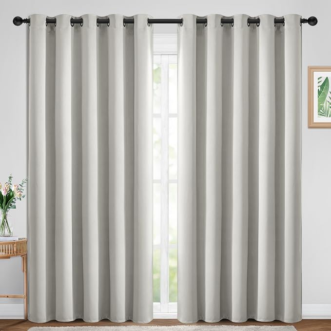Yakamok Room Darkening Curtains 70x84 inch Length Light Beige-Living Room | 2 panels,grommet blackout window treatment,thermal insulated,light blocking drapes,privacy protection,bedroom dining room