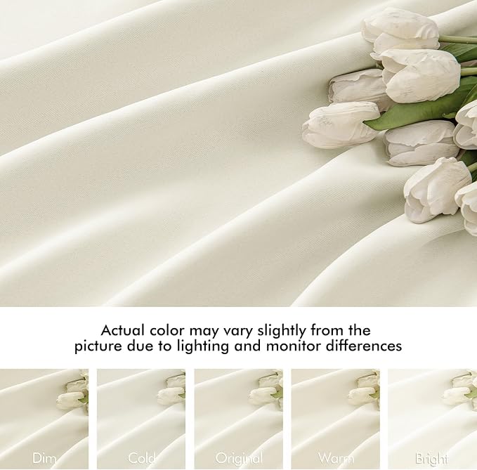 MIULEE Cream Back Tab Blackout Curtains 52x108 Inch Long 2 Panels Set | Rod Pocket Pinch Pleated, Thermal Insulated, Bedroom Living Room Darkening Privacy Drapes, Extra Long Light Blocking Curtains