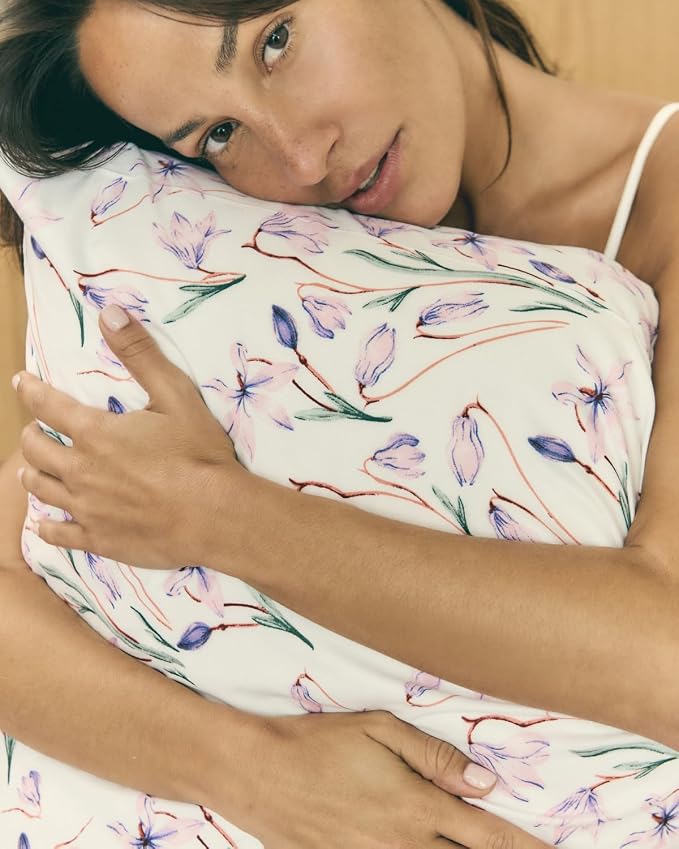 Twin XL 3 Piece Boho Botanical Floral Sheet Set - Soft & Cooling - Iris | 1 Flat, 1 Fitted & 1 Pillowcase w/ Deep Pockets, Boho Botanical Floral Bedding, Breathable & Cooling, Wrinkle & Fade Free