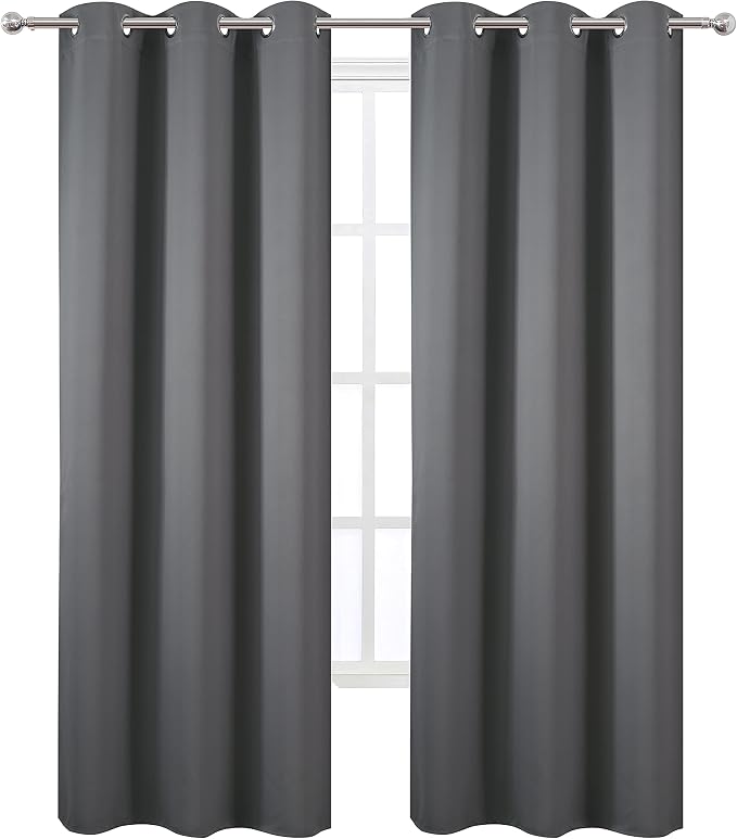 Grey Thermal Blackout Curtains/42 x 84 Inch/Set of 2 Panels Room Darkening Curtains for Bedroom