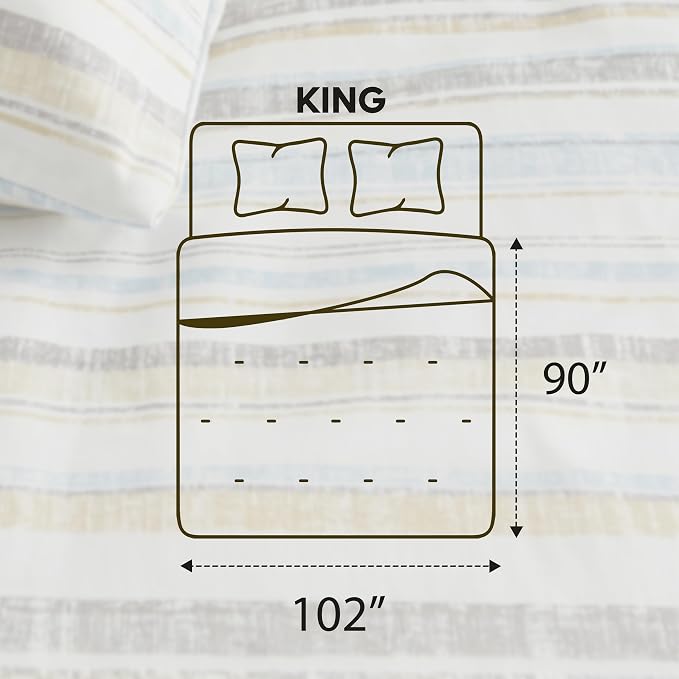 Utopia Bedding 3 Pc King Comforter Set, Printed Comforter, Cottage Stripe | Comforter Set Includes Comforter (90x102) Inches, 2 Shams (20x36) Inches. Soft Microfiber Down Alternative, Machine Washable.
