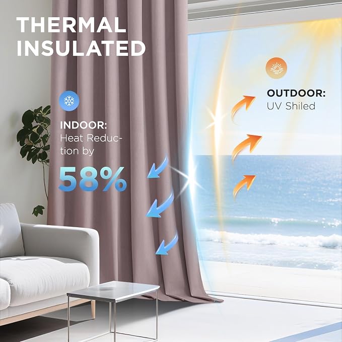 Joydeco 100% Blackout Curtains Velvet Black Out Curtain 108 Inch Drapes | for Bedroom Living Room, Heat and Light Blocking, Thermal Insulated Luxury Heavy Duty Curtain 2 Panels Back Tab&Rod Pocket