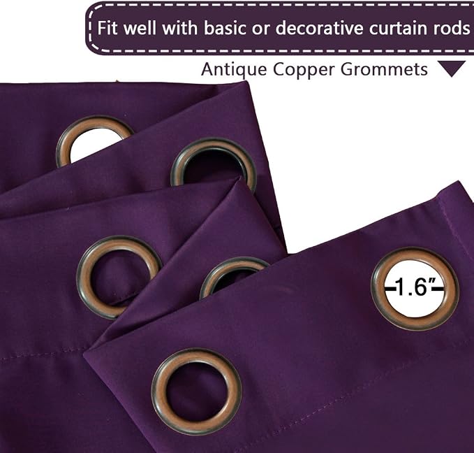 H.VERSAILTEX Blackout Patio Curtains 100 x 108 Inches for Sliding Door Extral Wide Blackout Curtain Panels Thermal Insulated Room Divider - Grommet Top, 9' Tall by 8.5' Wide - Plum Purple