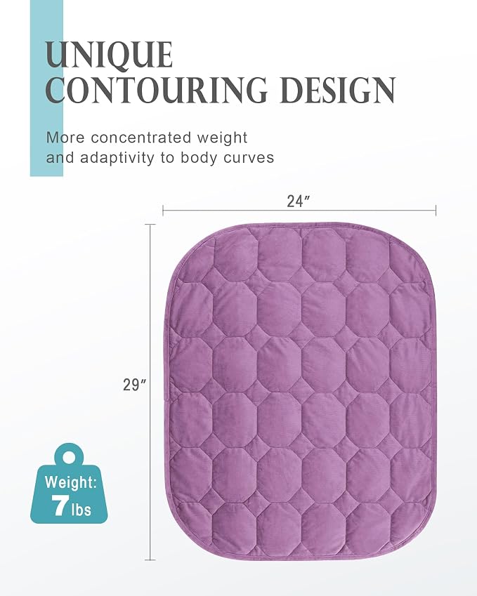 Cottonblue Small Weighted Lap Blanket 7lbs for Adults Teens 24"x29", Cozy | Soft Crystal Velvet Weighted Blanket Pad, Washable Portable Mini Travel Blankets for Relaxation All Season Use, Light Purple