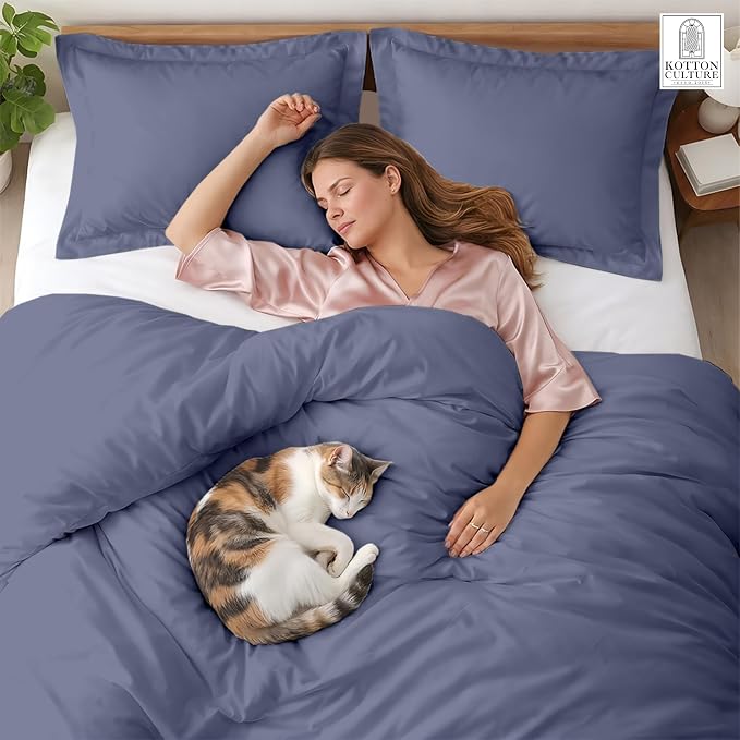 3 Pc Duvet Cover King Size Set-100% Egyptian Cotton Ultra Soft Premium Durable Comforter Cover Zipper Closure & Corner Ties - (Mediterranean Blue, 104" X 94")