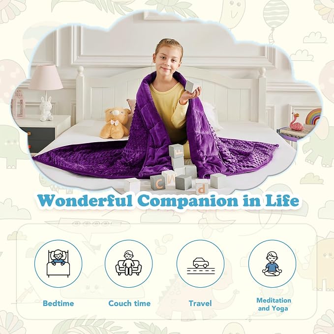 CuteKing Weighted Blanket - 40"x60" 7lbs Minky Dots Heavy Blanket with Glass Beads Soft Breathable for All-Season Summer Fall Winter Thick Comfort for Rest