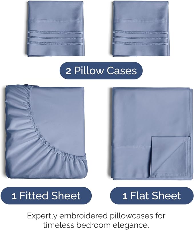 Queen Size 4 Piece Sheet Set - Ultra Soft & Cooling Sheets - Dusty Purple | Fits 8 Inch to 16 inch Mattress, Wrinkle Free & Fade Resistant with Deep Pockets, Breathable, Comfy Hotel Luxury Bedding