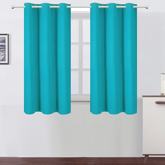 Teal Blackout Curtains 34 x 54 Inch Length/Set of 2 Curtain Panels/Thermal Insulated Room Darkening Blackout Curtains for Bedroom