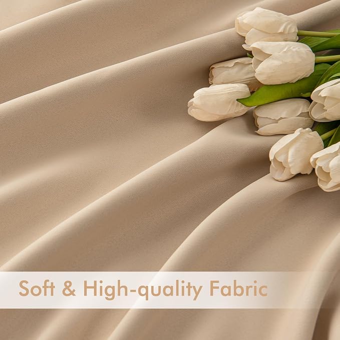 MIULEE Beige Back Tab Blackout Curtains 52x84 Inch Length 2 Panels Set | Rod Pocket Pinch Pleated, Thermal Insulated, Room Darkening, Light Blocking, Privacy Curtains for Living Room Bedroom