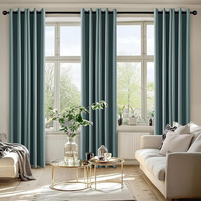 MIULEE Blackout Curtains for Bedroom 2 Panels 40 x 72 Inch Long Dusty Blue | Thermal Insulated, Living Room Darkening Grommet Drapes, Noise Reducing, Light Blocking Window Treatments