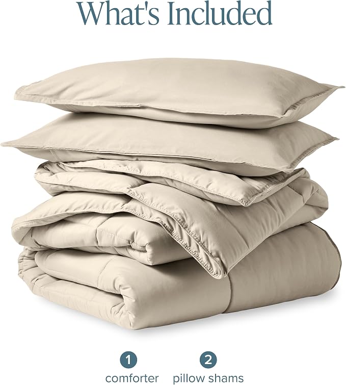 Bare Home Comforter Set - 1800 Ultra Soft (Oversized King, Sand) | All-Season, Breathable, Hypoallergenic, Premium 1800, Warm, Cozy
