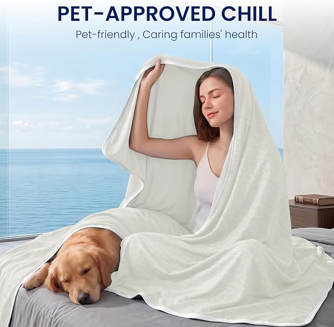 Topcee Cooling Blanket Throw 50"x70" for Hot Sleepers Summer Blanket | Absorbs Heat Cold Summer Blanket for Night Sweats & Menopause Q-Max>0.5 Lightweight Breathable Soft Double-Side Cooling