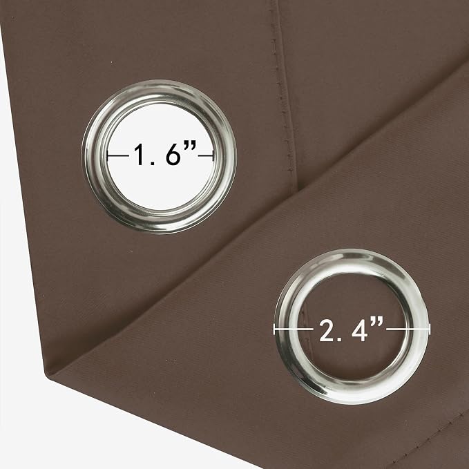 Chocolate Brown Blackout Curtains 34 x 63 Inch Length/Set of 2 Curtain Panels/Thermal Insulated Room Darkening Blackout Curtains for Bedroom