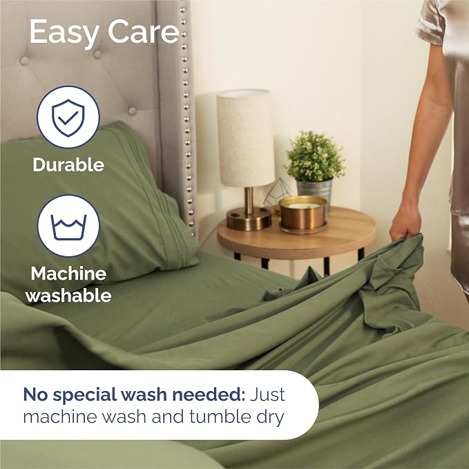 Split King Size 5 Piece Sheet Set - Comfy Breathable & Cooling - Sage Green | Hotel Luxury Bed Sheets for Women & Men, Deep Pockets, Easy-Fit, Comfy, Soft and Wrinkle Free Sheets, Oeko-Tex Bed Sheet Set