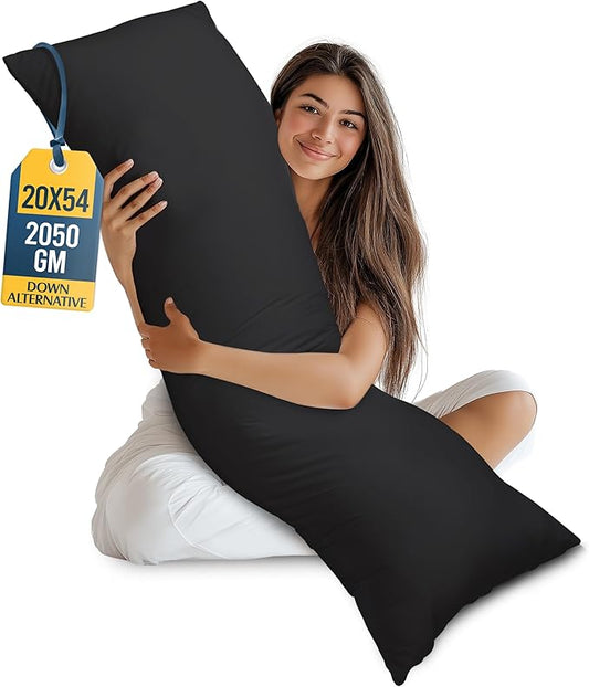 Utopia Bedding Full Body Pillow for Adults (Black, 20 x 54 Inch), Long Pillow Insert for Sleeping, Ideal for Side Sleepers | Large Body pillows for Adults, Plush Support, Pregnancy Pillow Insert for sleeping, helps maintain body contour, 20x54 inches