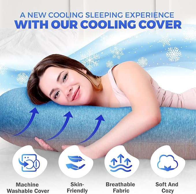 Pregnancy Pillows for Sleeping – 57-Inch Maternity Pillow for Pregnant Women with Removable Washable Cover – Support for Back, Belly, Neck, Legs, & Hips – V C U Shaped Full Body Pillow