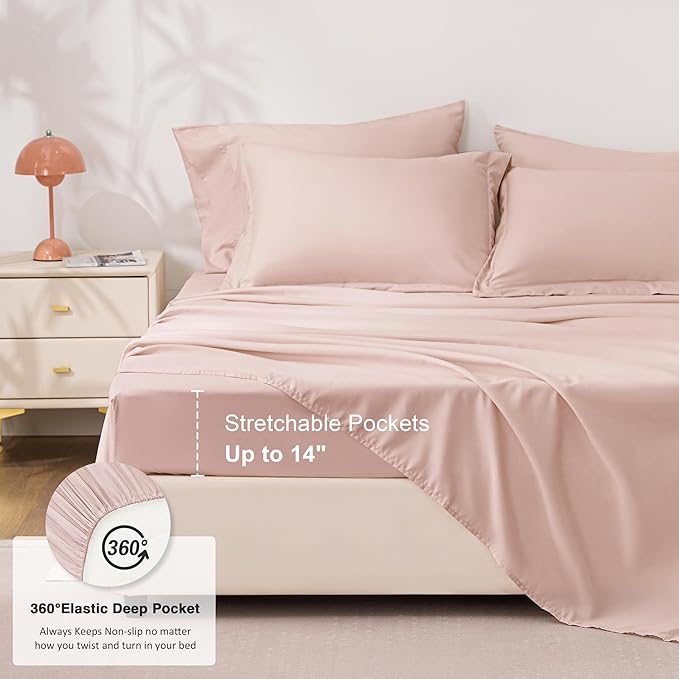 Love's cabin Full Comforter Set Blush Pink, 7 Pieces Full Bed in a Bag, All Season Bedding Sets with 1 Comforter, 1 Flat Sheet, 1 Fitted Sheet, 2 Pillowcase and 2 Pillow Sham