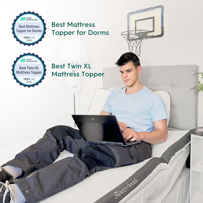 Sleepyhead Twin Mattress Topper 3 Inch for College Dorm, Cooling Gel Memory Foam, Pressure Relief, Removable Washable Cover, CertiPUR-US Certified (Twin 3")