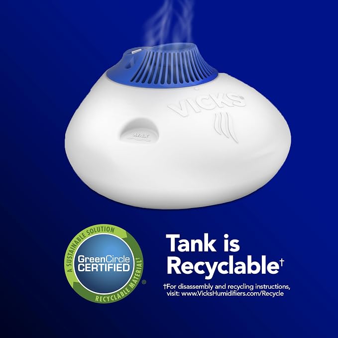 Vicks Warm Steam Vaporizer & Humidifier 1.5 Gallon Tank for Small and Medium Rooms, Night Light, Works with VapoPads and VapoSteam (Pack of 2)