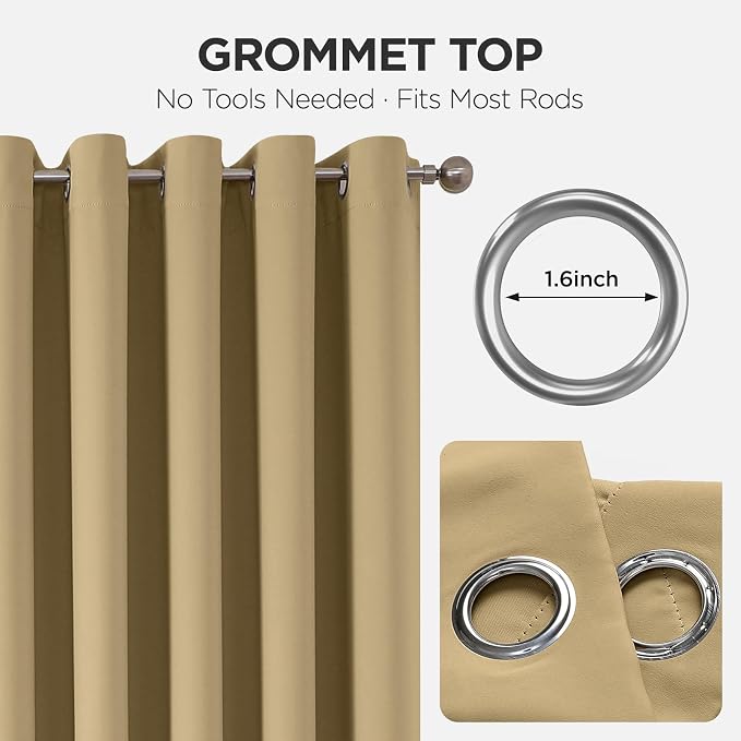 Joydeco Door Curtain Blackout Curtains for Doorway Privacy Closet Drapes | Room Divider Curtains for Bedroom Living Room, Sliding Door Curtains for Open Closet (Beige, 40Wx78L, 1 Panel)