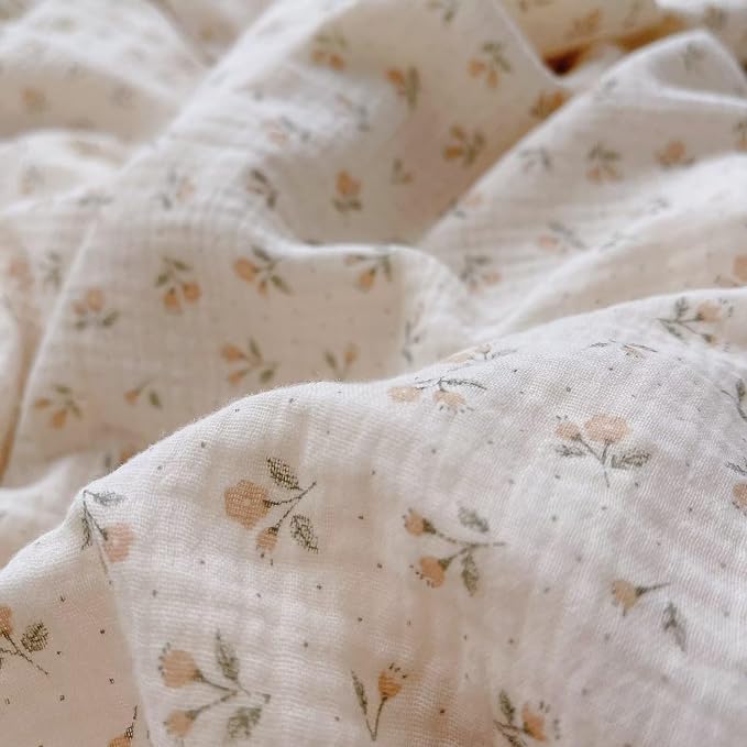 Girls Toddler Duvet Cover 47 x 59 Inch, Soft Muslin Cotton Crib Duvet Covers for Summer Quilt Cover Toddler Baby Bedding Gift, Sprout Print (No Pillow Shams)