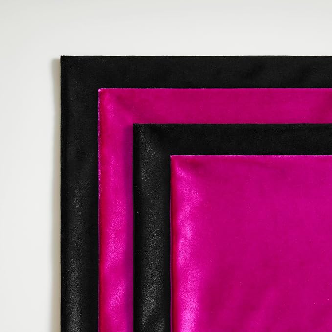 GIGIZAZA Pack of 4 Decorative Velvet Pillow Covers 18x18 Black Hot Pink | Throw Pillows for Couch Sofa,280gsm Soft Textured Fabric,Modern Accent Pillowcases,Luxury Living Room Cushion Covers