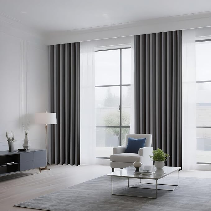 CUCRAF Custom Blackout Curtains for Bedroom Living Room, Rod Pocket Room Darkening Curtain Thermal Insulated Light Blocking Window Drapes 1 Panel (Custom Size, Light Grey)
