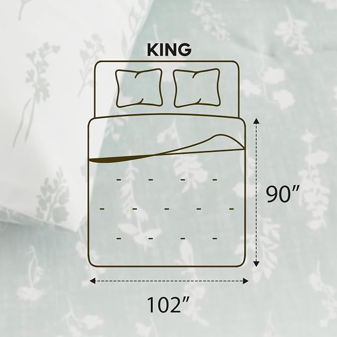 Utopia Bedding 3 Pc King Comforter Set, Printed Comforter, Meadow Mist | Comforter Set Includes Comforter (90x102) Inches, 2 Shams (20x36) Inches. Soft Microfiber Down Alternative, Machine Washable.