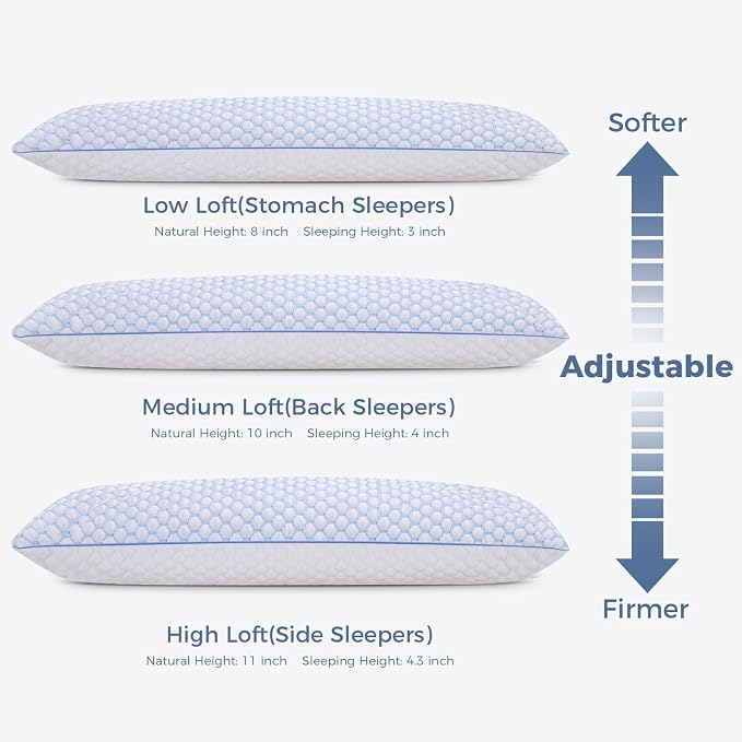 OSBED Shredded Memory Foam Body Pillow | Full body support, supportive, odorless, cooling pillow, adjustable, washable, CertiPUR-US hypoallergenic long adult pillow