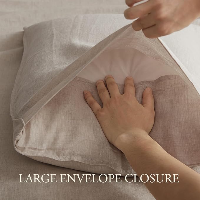 DAPU 100% French Linen Duvet Cover 3Pcs Set, 170GSM Linen Bedding, Queen | Soft Breathable All-Season for Hot sleepers, Corner Ties & Zipper Closure, French Linen Flax from Normandy, Natural Linen