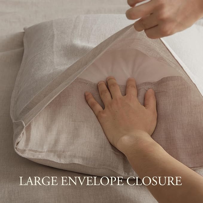 DAPU 100% French Linen Duvet Cover 3Pcs Set, 170GSM Linen Bedding, King | Soft Breathable All-Season for Hot sleepers, Corner Ties & Zipper Closure, French Linen Flax from Normandy, Natural Linen