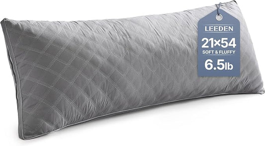 Leeden Body Pillow Insert 20 x 54 for Side Sleepers Grey Support | Soft polyester padding delivers full-body support for side sleepers, maternity rest, reading and daily relaxation.
