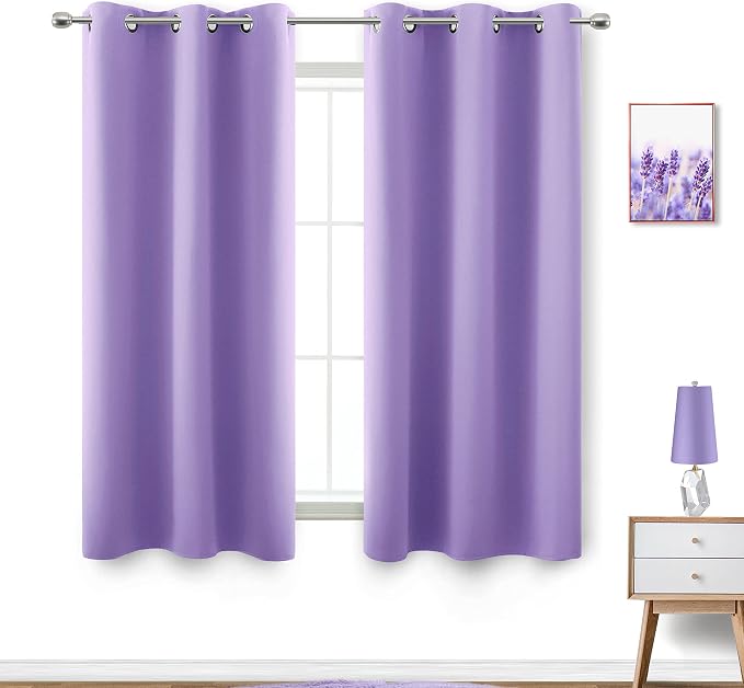 KOUFALL Lavender Purple Curtains for Bathroom Small Window 2 Panels Blackout Short Curtains for Bedroom Kids Girls Room 45 Inch Length Orchid Periwinkle
