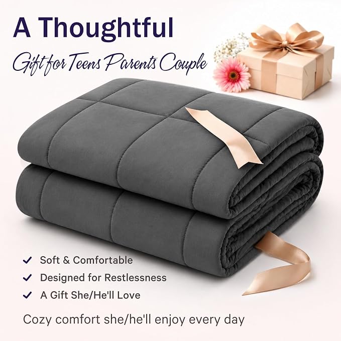 Weighted Blanket for Adults 25lbs, 80"x87", King Size Cooling Heavy Throw Blanket for 220-280lbs, Microfiber Soft Thick Big Blankets Weighted Comforter Breathable Gift for Sleeping, Grey