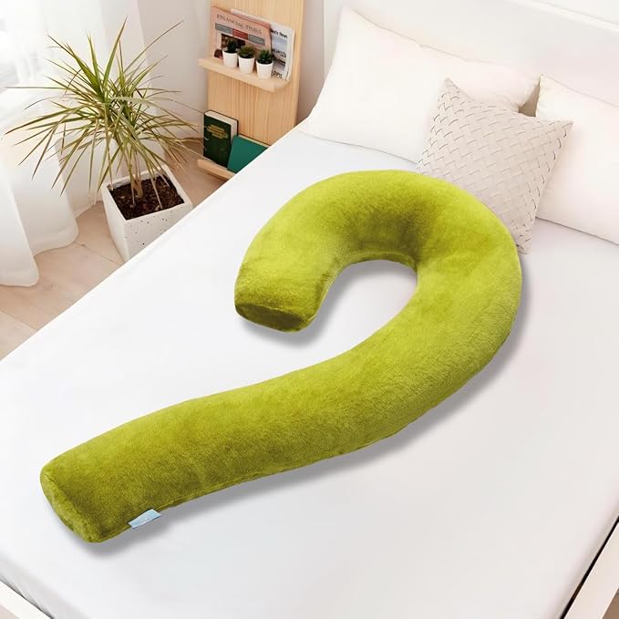 Body Pillow for Adults, Swan Body Pillow Insert for Sleeping, Green, 49 In | Side Sleeper Pregnancy Bed Pillow, Soft Fabric, Shredded Memory Foam and Removable Washable Cover