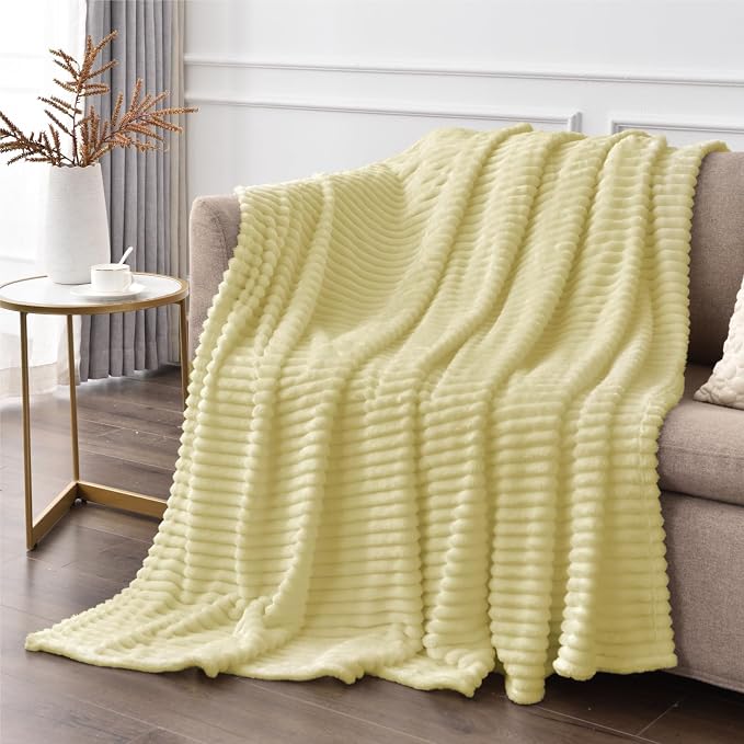 BEDELITE Transparent Yellow Fleece Throw Blanket for Couch, 50x60 Inch | Soft Warm Decorative Fluffy Blanket, Cozy Plush Lightweight Fuzzy Throw Blanket for Bed Sofa Home Room Decor, Gift for Women