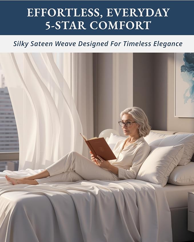 LANE LINEN Twin XL Sheets 100% Egyptian Cotton Sateen - White | Twin XL Sheet Sets - 3-Piece Set, Ideal For Dorms And Adjustable Beds, For Guests And Everyday Use, Luxe Sheen,
