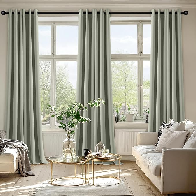 MIULEE Blackout Curtains for Bedroom 2 Panels 40 x 90 Inch Long Sage Green | Thermal Insulated, Living Room Darkening Grommet Drapes, Noise Reducing, Light Blocking Window Treatments