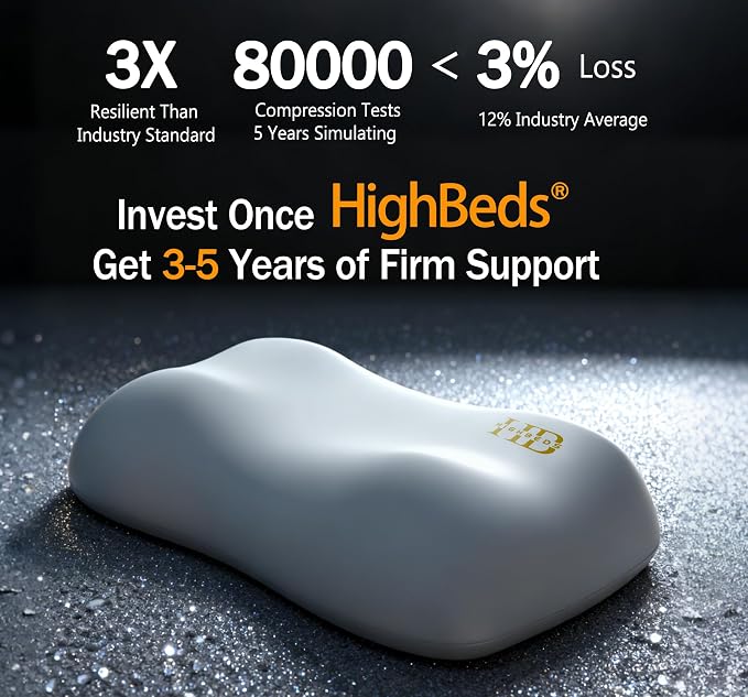 HighBeds Cervical Neck Pillow for Neck Pain Relief- Memory Foam Pillow for Side and Back Sleepers, BASF Support with Ergonomic Pillow(Grey)