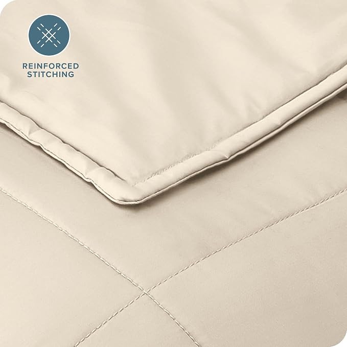 Bare Home Cotton Weighted Blanket (Sand, 40"x60" 10lbs) | Twin or Full Size, All-Natural 100% Cotton, Premium Heavy Blanket Nontoxic Glass Beads