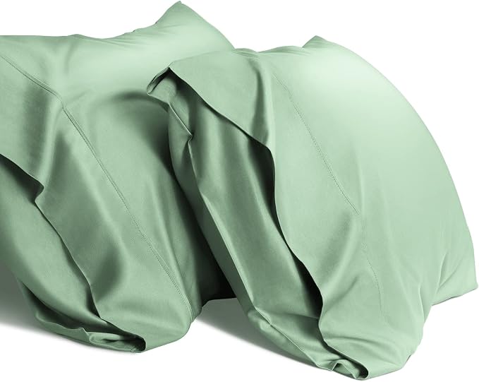 WishSmile Standard Pillow Cases Cooling Pillowcases Set of 2 Breathable Cool Silky Soft Rayon Derived from Bamboo Fabric,Hair and Skin Friendly,Jade Green,20x26IN