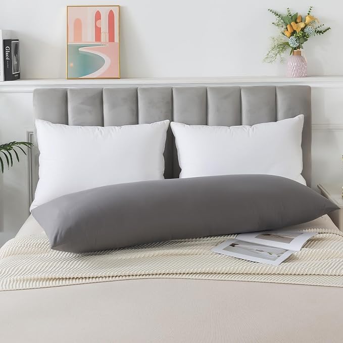 Memory Foam Body Pillow Insert,Bed Pillow for Adults, Grey | Soft & Supportive Bed Pillow, Breathable Full Body Pillows, Large Long Bed Pillow