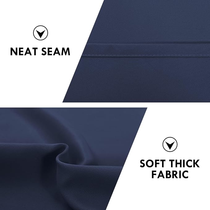 DWCN Wide Blackout Curtains for Bedroom Living Room 70 x 72 Inch Long Navy | 2 Panels Set, Room Darkening, Thermal Insulated, Light Blocking, Rod Pocket Drapes, Noise Reducing Window Treatments